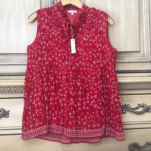 Max Studio Women’s Pleated Top, Size Small, Red